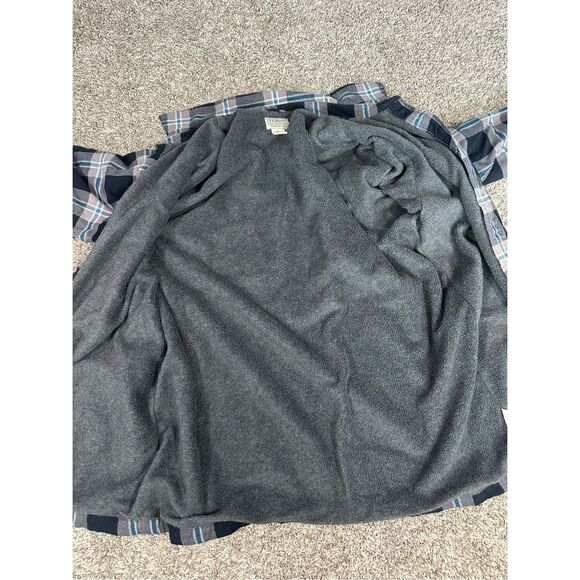 L.L. Bean Men’s L Fleece-Lined Flannel Shirt Traditional Fit Plaid Shacket Black - Picture 6 of 13